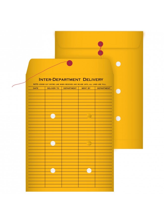 Quality Park 1-Side Print Inter-Department Envelopes, String-Tie, Brown Kraft, 9 x 12, 100 per Carton, (63462) - Image 1