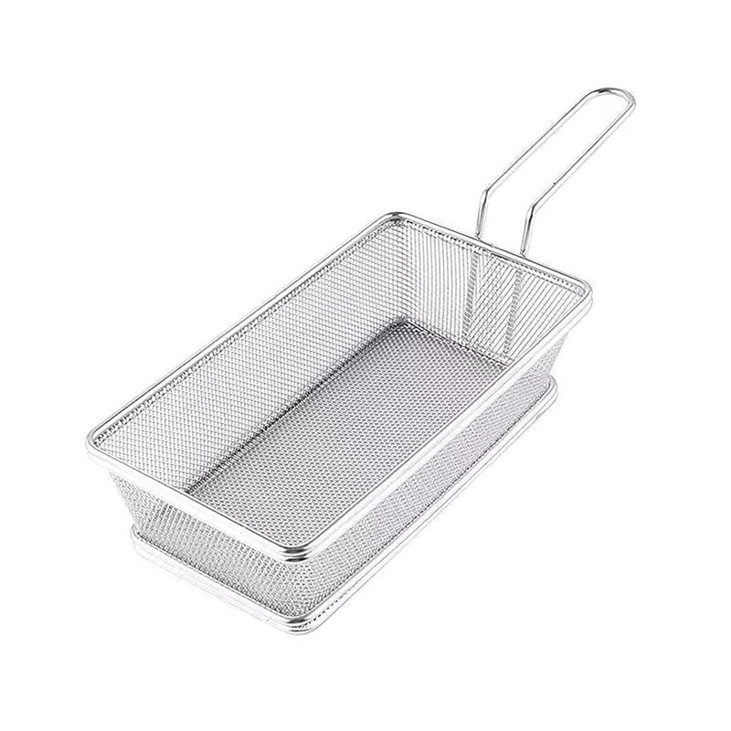 ديروفان سلة ديروفان للقلي العميق المصنوعة من الفولاذ المقاوم للصدأ - مقلاة شبكية متينة وسلة تقديم للبطاطس المقلية وحلقات البصل والوجبات الخفيفة - مثالية للمنازل والمقاهي والمطاعم - Image 5