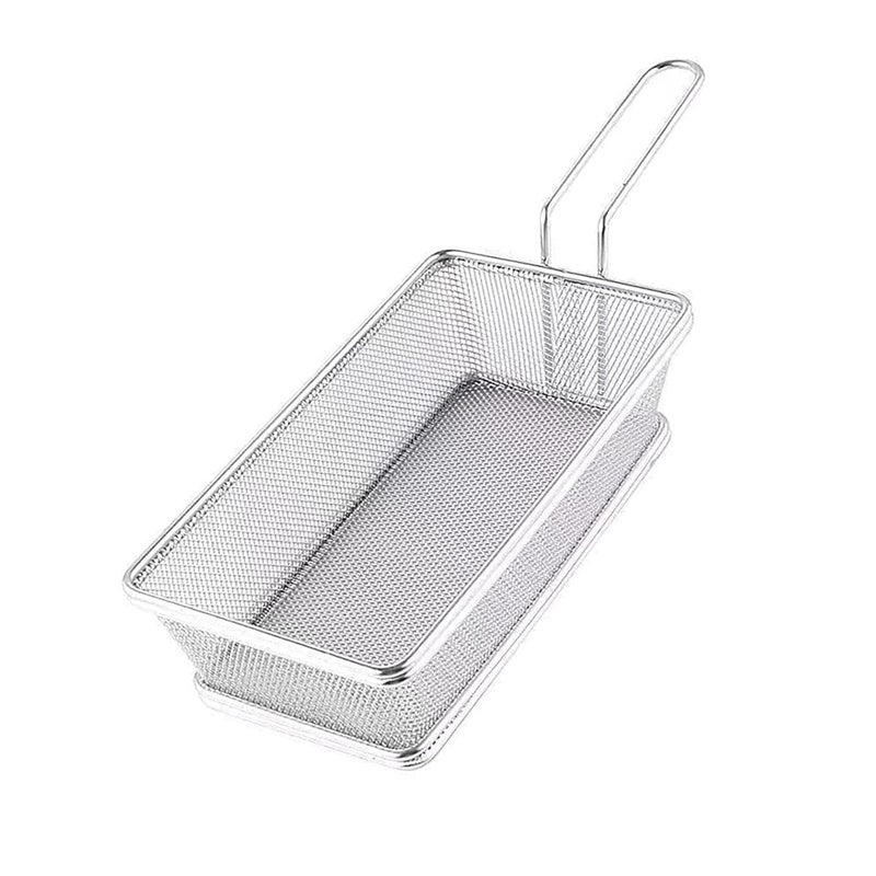 ديروفان سلة ديروفان للقلي العميق المصنوعة من الفولاذ المقاوم للصدأ - مقلاة شبكية متينة وسلة تقديم للبطاطس المقلية وحلقات البصل والوجبات الخفيفة - مثالية للمنازل والمقاهي والمطاعم - Image 1