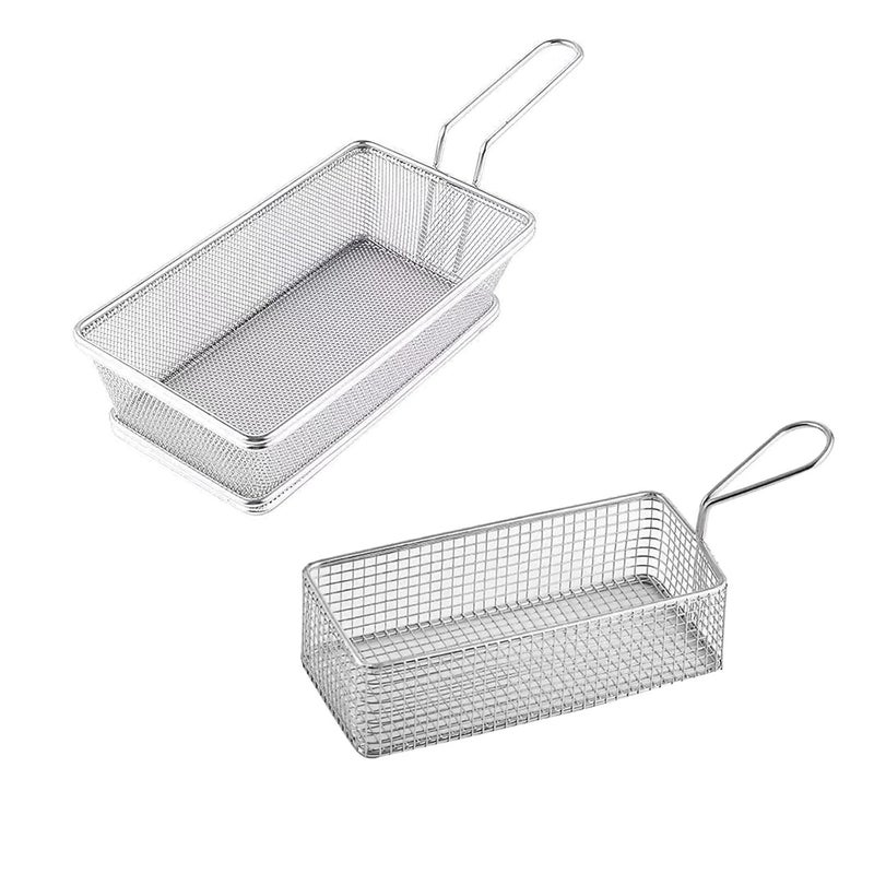 ديروفان سلة ديروفان للقلي العميق المصنوعة من الفولاذ المقاوم للصدأ - مقلاة شبكية متينة وسلة تقديم للبطاطس المقلية وحلقات البصل والوجبات الخفيفة - مثالية للمنازل والمقاهي والمطاعم - Image 3
