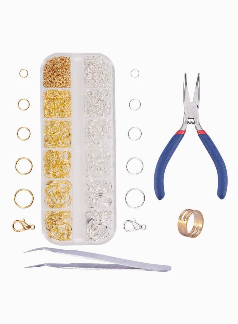 واي آند دي Jewellery Making Kit Iron Jewelry Findings With Open Jump Rings Lobster Claw Clasps Flat Nose Plier Beading Tweezer And Ring Assistant Tool  - Image 1
