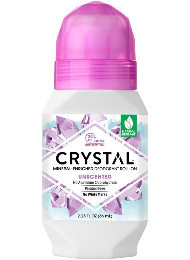 CRYSTAL ESSENCE Mineral Deodorant Roll-On Unscented Body Deodorant With 24-Hour Odor Protection, Aluminum Chloride & Paraben Free, 2.25 Fl Oz (Packaging May Vary)  - Image 1