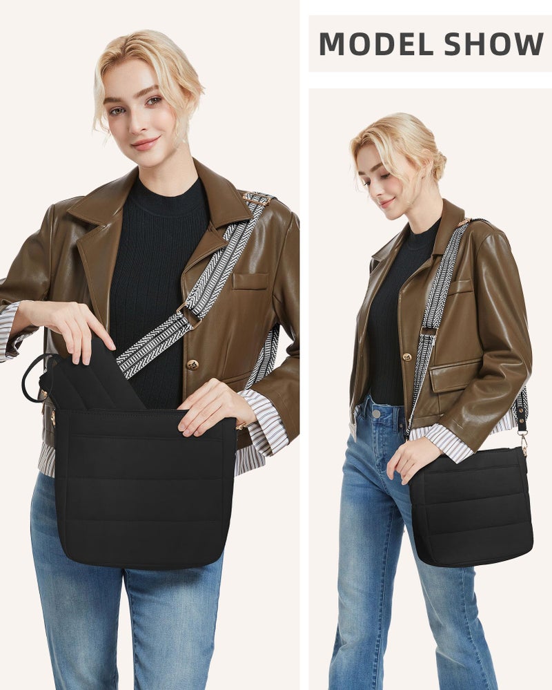 BAVERGE Purses for Women 2PCS Puffer Quilted Crossbody Shoulder Hobo Bags Trendy Ladies Handbag with Coin Wallet 2 Adjustable Straps - Image 2