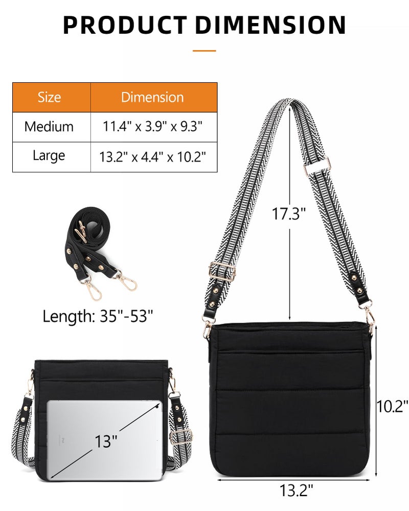 BAVERGE Purses for Women 2PCS Puffer Quilted Crossbody Shoulder Hobo Bags Trendy Ladies Handbag with Coin Wallet 2 Adjustable Straps - Image 3