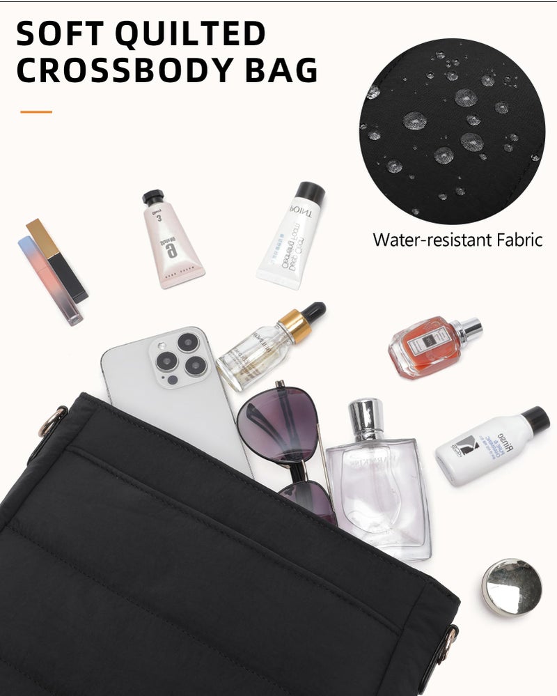 BAVERGE Purses for Women 2PCS Puffer Quilted Crossbody Shoulder Hobo Bags Trendy Ladies Handbag with Coin Wallet 2 Adjustable Straps - Image 5
