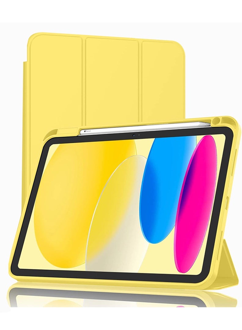 Theodor Case Compatible with iPad (A16) 11th Gen 11 Inch 2025/10th Gen 10.9 Inch 2022 Smart Case with Pencil Holder, Protective Case with Soft TPU Back, Auto Sleep/Wake Cover, Yellow - Image 1