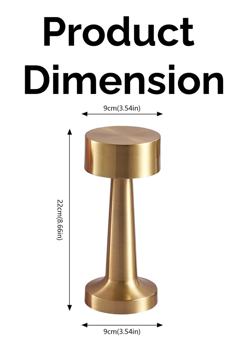 Toshionics Portable LED Golden Lamp Cordless Rechargeable Warm Metallic Decorative Design Battery Operated Dumbbell Shape Bedroom Office Home Desk Table Cafe Bar Decor Lighting Study Material gold Night Light  - Image 4