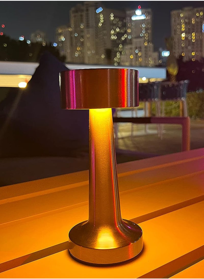 Toshionics Portable LED Golden Lamp Cordless Rechargeable Warm Metallic Decorative Design Battery Operated Dumbbell Shape Bedroom Office Home Desk Table Cafe Bar Decor Lighting Study Material gold Night Light  - Image 5