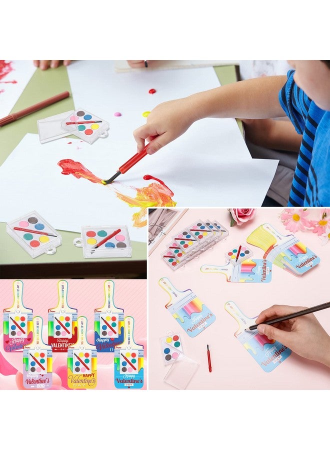 Woanger 48 Pack Valentines Cards with Watercolor Paint Bulk Valentines Day Gifts for Kids Mini Paint Set Funny Exchange Cards for Boys Girls School Class Classroom Art Party Favors - Image 5