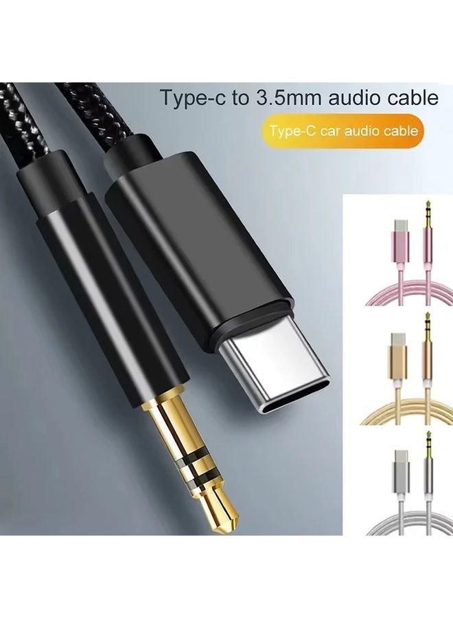 كابل محول صوتي من Black USB C إلى 3.5 مم لـ iPhone Samsung Xiaomi - Image 2