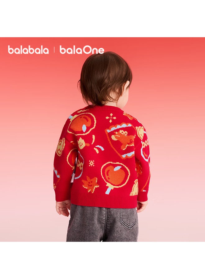 Balabala Kids Sweater Children's Knitwear Boys Girls Baby New Winter Round Neck Pullover Knit Top New Year Outfit - Image 2