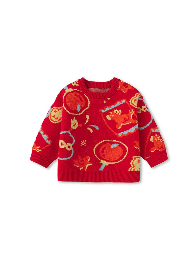 Balabala Kids Sweater Children's Knitwear Boys Girls Baby New Winter Round Neck Pullover Knit Top New Year Outfit - Image 3