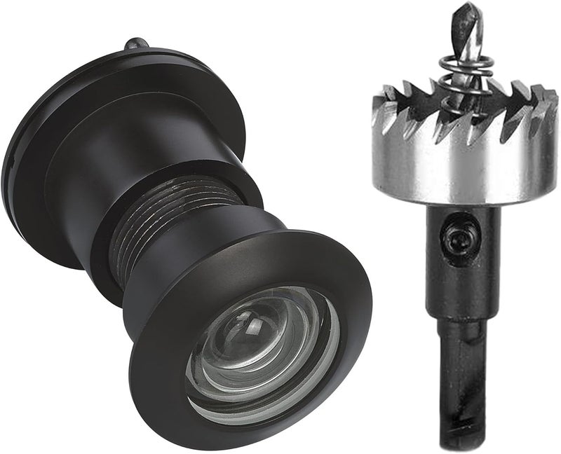 Togu 3828 Brass Extra Larger peep Holes for Door with 1-1/10“ Drill Bit, 220-degree Door viewer Peephole with Privacy Cover, Fitting Door Thick from 1-3/5" to 2-1/5", Matt Black Finish - Image 1