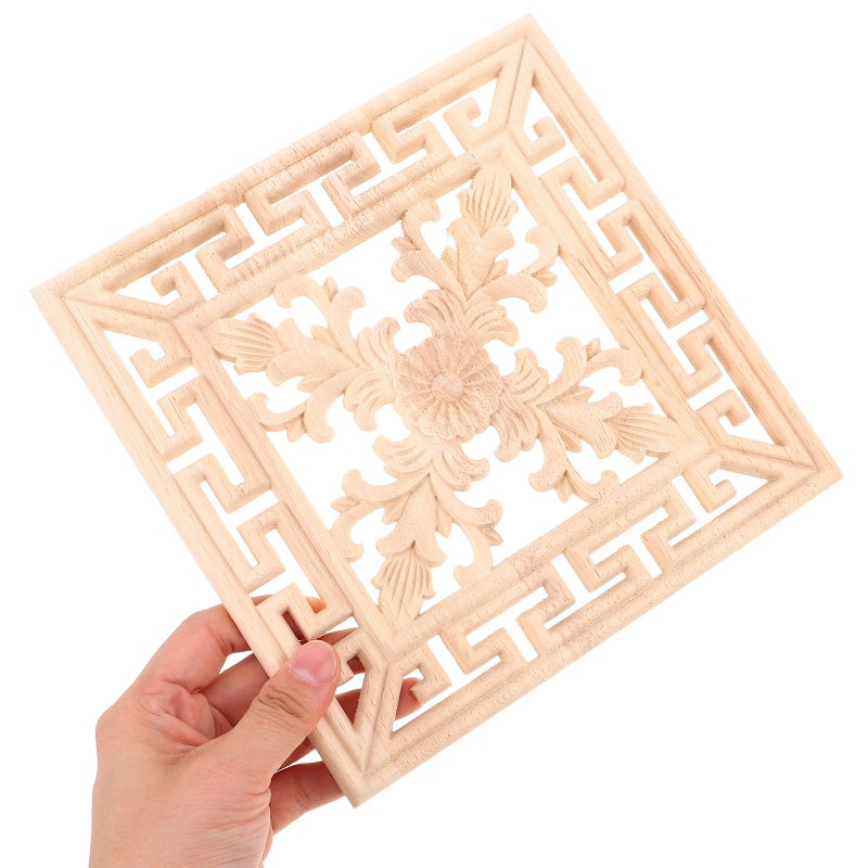2pcs Carved Appliques Onlays: Unpainted Wood Appliques DIY Cabinet Door Furniture Decoration 20cm - Image 3
