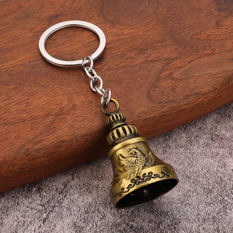 TechPro Metal Guardian Bell For Bike Tibetan Key Chain Good Luck Key Chain For Bike Key Ring Guardian Bell Keychain, Bronze - Image 2
