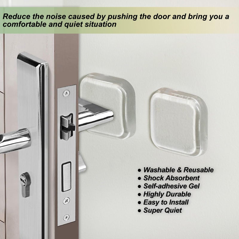 Bovinde Door Stopper Wall Protector, Wall Shield Bumper Guard from Door Knobs,Sturdy Self Adhesive,Soft and Transparent,Washable Reusable Shock Absorbent Gel for Home Office (6, Transparent) - Image 2