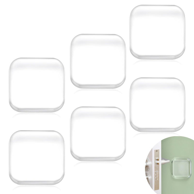 Bovinde Door Stopper Wall Protector, Wall Shield Bumper Guard from Door Knobs,Sturdy Self Adhesive,Soft and Transparent,Washable Reusable Shock Absorbent Gel for Home Office (6, Transparent) - Image 1