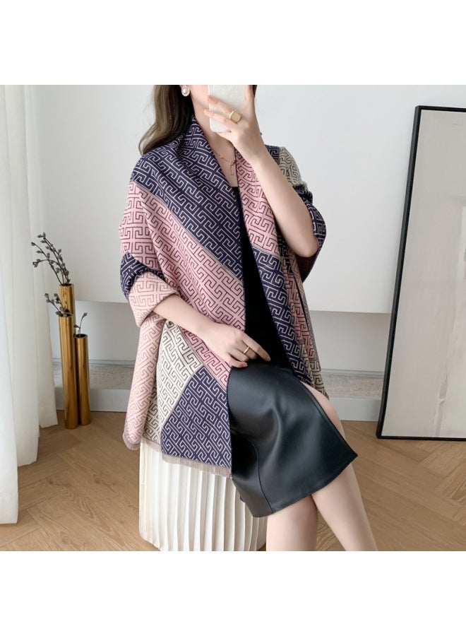 Scarf Women's Winter New K-style Versatile Thickeneded Air-conditioned Room Warm Oversized Imitation Cashmere Shawl Dual-use Double-sided Trendy