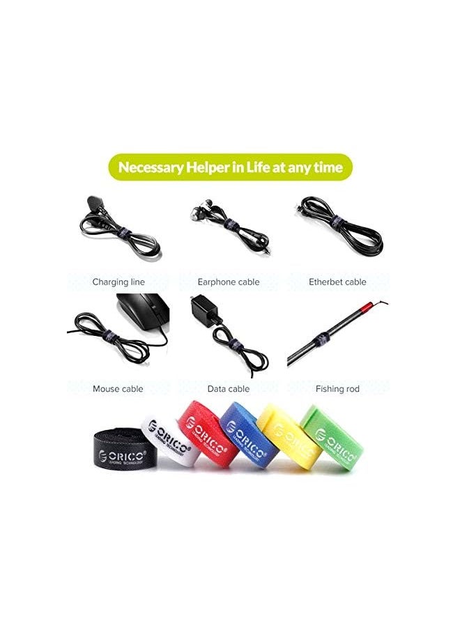 Orico - 5 Roll Reusable Cable Straps Cable Ties, Hook & Loop Nylon Fastening Tape Wire Organizer for Cords Cable Management(Total 5 meter) - Image 1