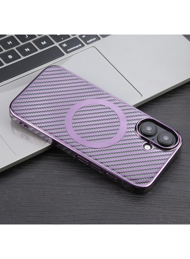 S-TOP Case For iPhone 16 6D Plated Carbon Fiber Clear Magsafe PC Phone Case - Image 5