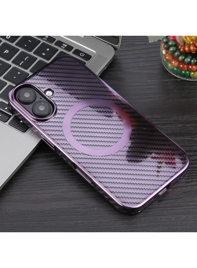 S-TOP Case For iPhone 16 6D Plated Carbon Fiber Clear Magsafe PC Phone Case - Image 3