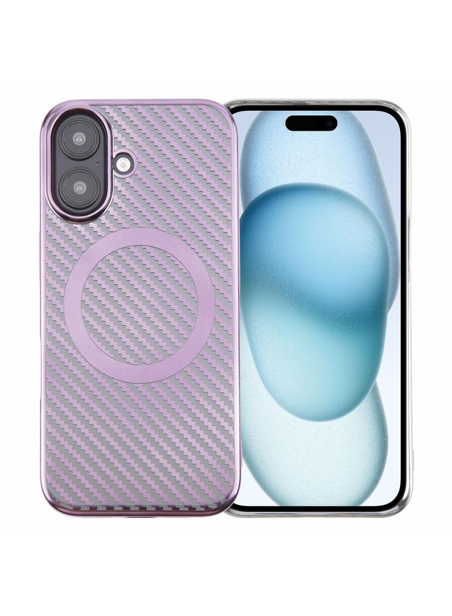 S-TOP Case For iPhone 16 6D Plated Carbon Fiber Clear Magsafe PC Phone Case - Image 1