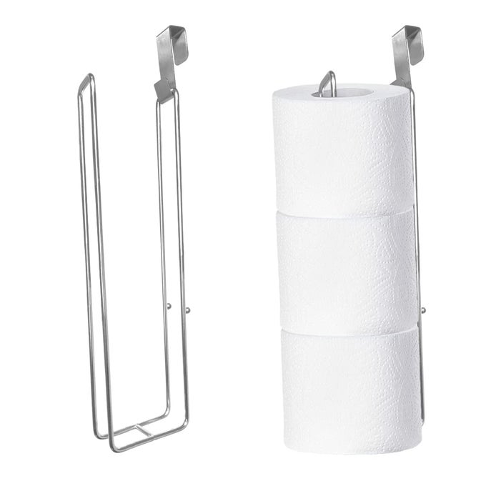 TOILET PAPER HOLDER WITH STORAGE EXTRA 6 ROLL TISSUE OVER THE TANK TOILET PAPER ROLL HOLDER WALL MOUNT BRUSHED NICKEL AND CHROME TISSUE HOLDER FOR BATHROOM RV TOILET PAPER HOLDER WITH SHELF 2PCS