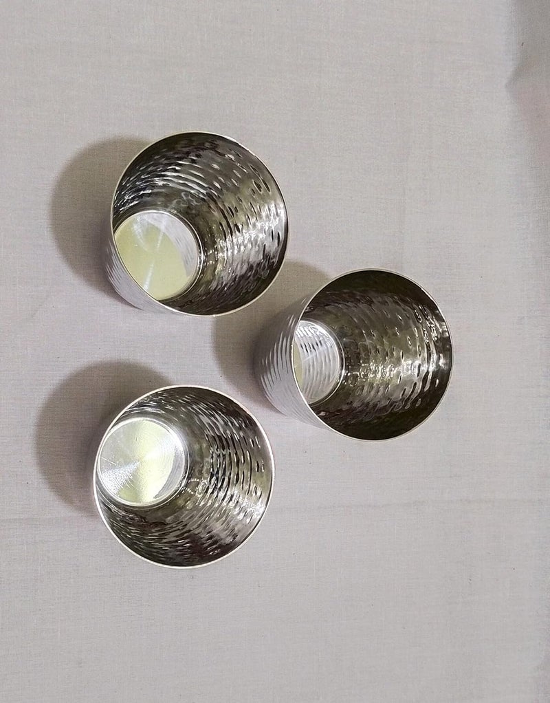 GS KITCHENWARE كوب شرب من الفولاذ المقاوم للصدأ بتصميم مطروق وبتشطيب ناعم مجموعة من 3 سعة 350 مل - Image 3