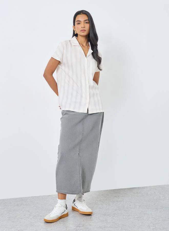 تايك تو قميص بأزرار وطبعة مربعات مع جيب