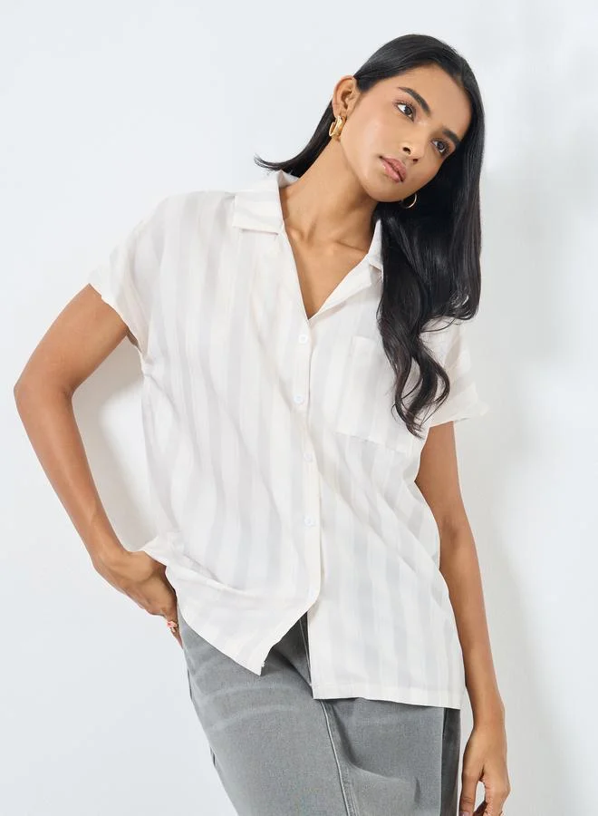 تايك تو قميص بأزرار وطبعة مربعات مع جيب