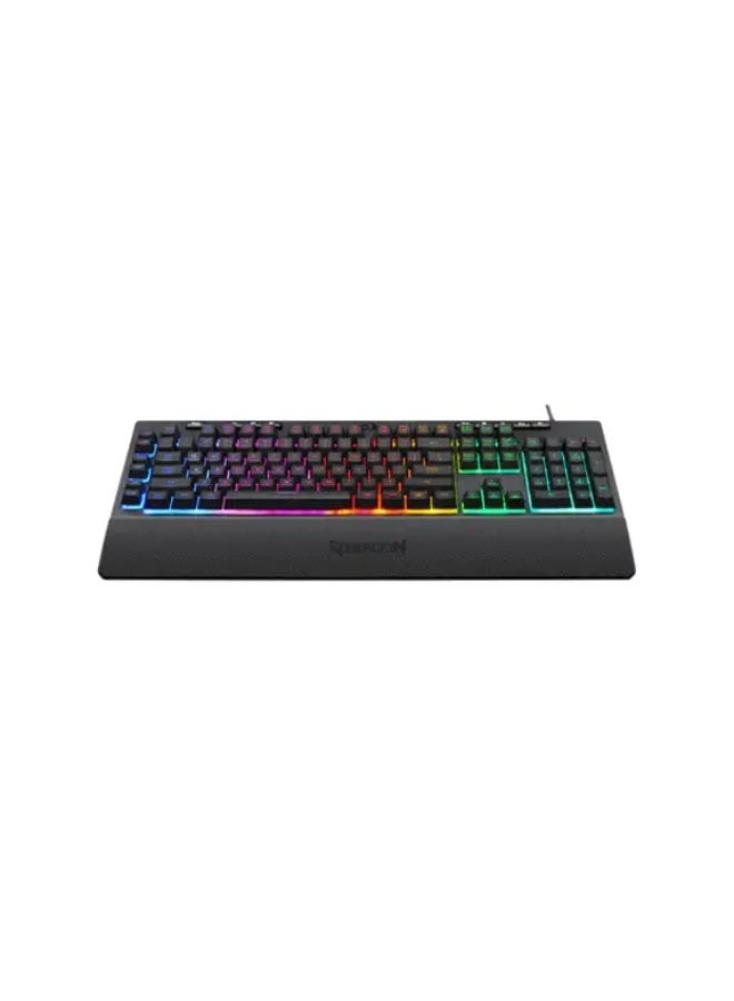 Redragon K512 Shiva RGB Membrane Gaming Keyboard – Full‑Size Layout with Detachable Wrist‑Rest, 6 On‑board Macro Keys, Dedicated Media Controls, 26‑Key Anti‑Ghosting, True RGB Backlight, Wired USB Connection – Black - Image 2