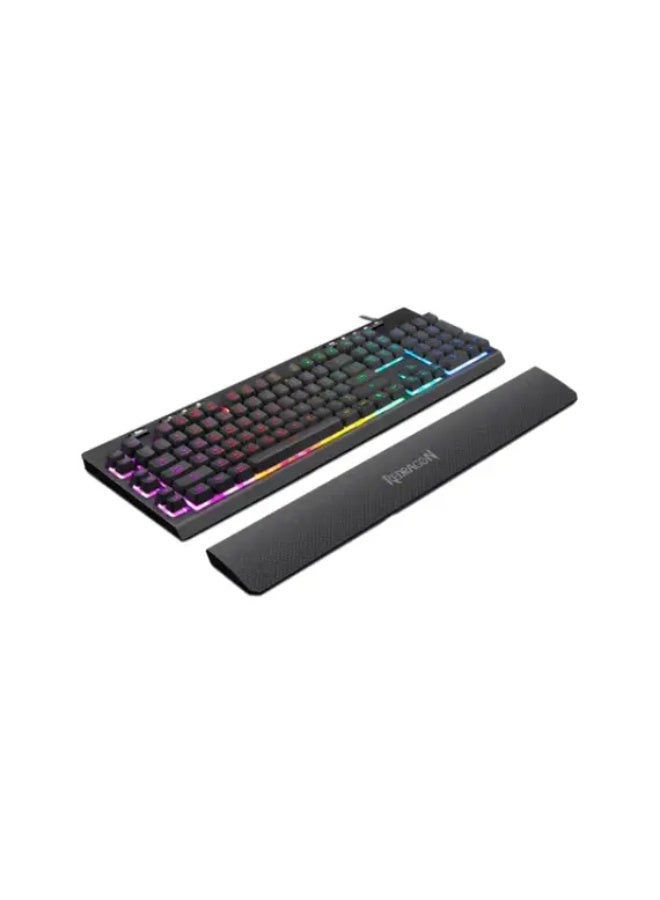 Redragon K512 Shiva RGB Membrane Gaming Keyboard – Full‑Size Layout with Detachable Wrist‑Rest, 6 On‑board Macro Keys, Dedicated Media Controls, 26‑Key Anti‑Ghosting, True RGB Backlight, Wired USB Connection – Black - Image 3