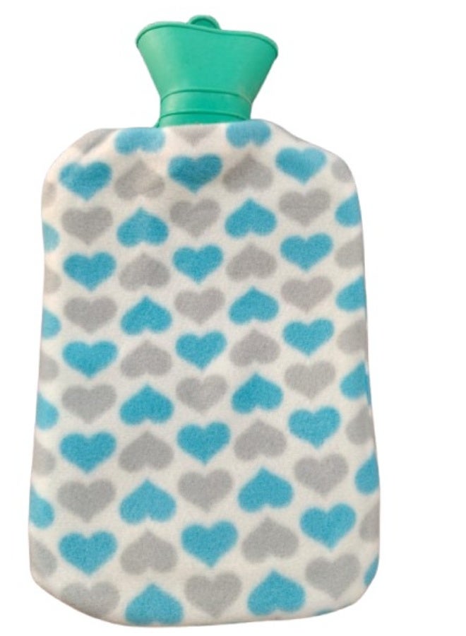 متجر ماى سوق :قربة ماء ساخن طبية (Hot Water Bag) بغطاء مخملي بنقشة القلوب - لتخفيف الآلام والتدفئة - Image 1
