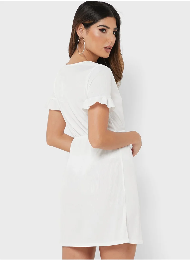 boohoo Ruffle Sleeve Dress