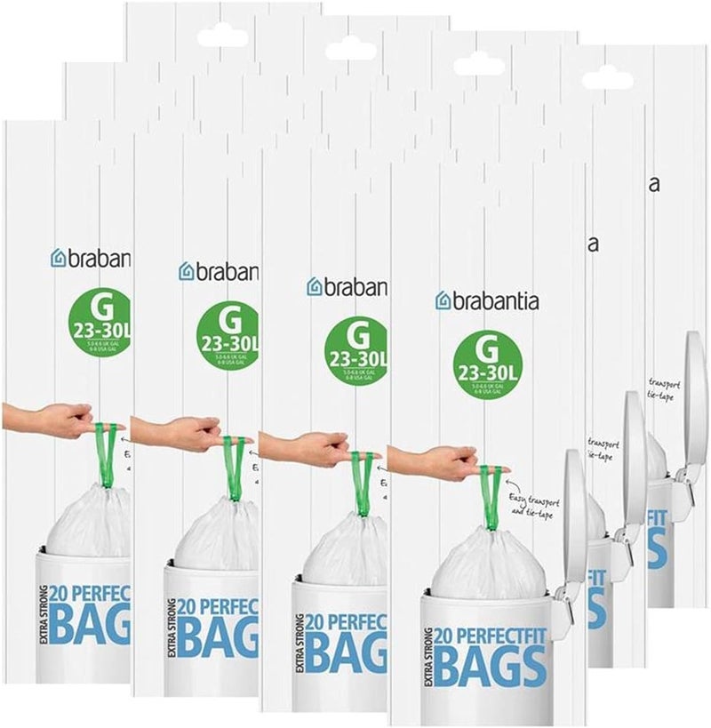 Brabantia 240 Waste Bags Smartfix 23-30 Litre Slimline (12 Rolls), Code G - Image 1