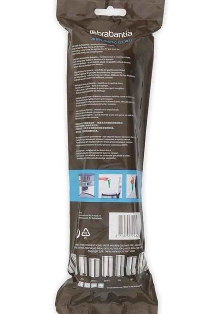 Brabantia 240 Waste Bags Smartfix 23-30 Litre Slimline (12 Rolls), Code G - Image 2