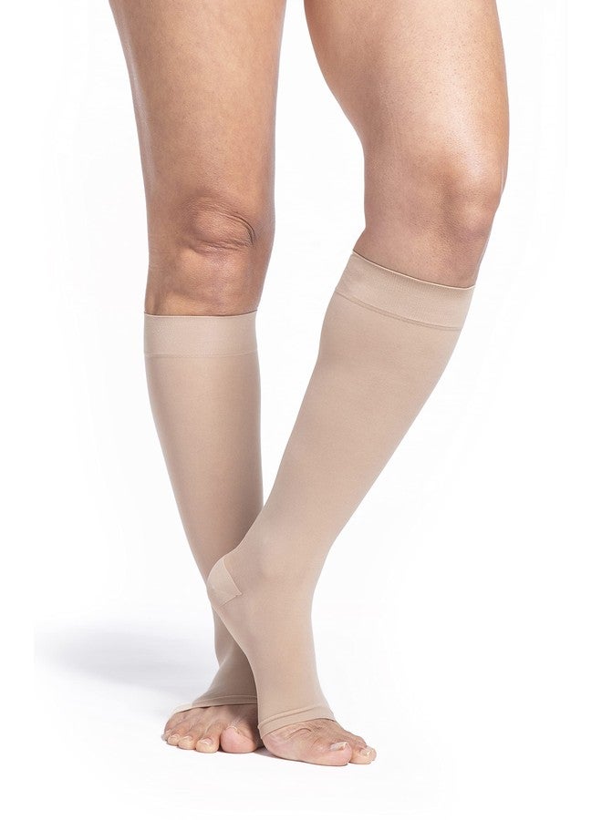 SIGVARIS Women’s Style Sheer 780 Open Toe Calf-High Socks 30-40mmHg - Natural - Small Short - Image 1