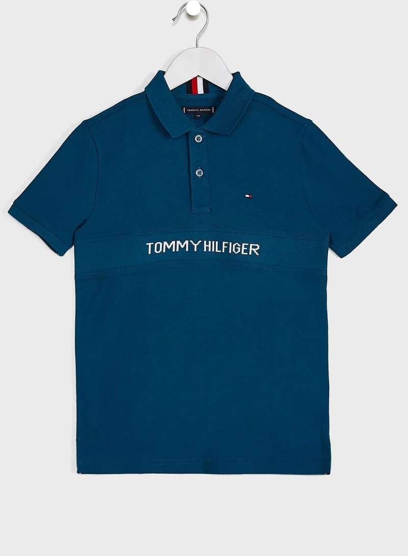 TOMMY HILFIGER Kids Rib Insert Jacquard Polo