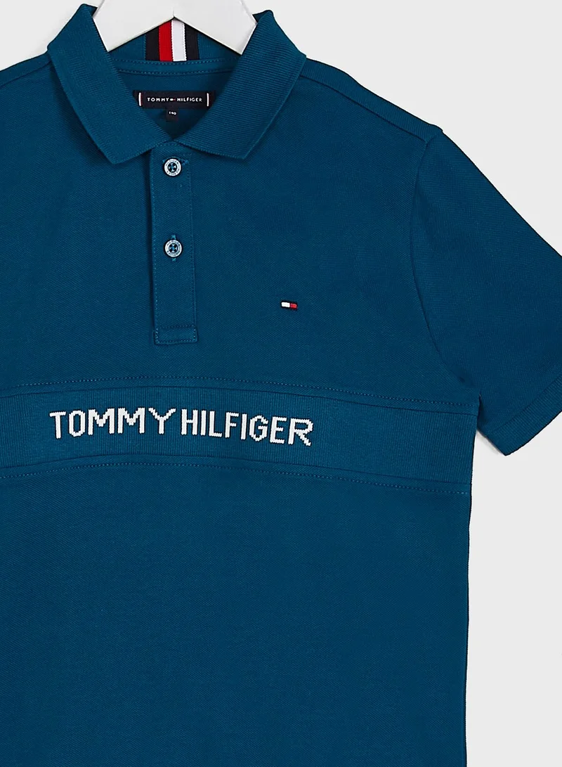 TOMMY HILFIGER Kids Rib Insert Jacquard Polo