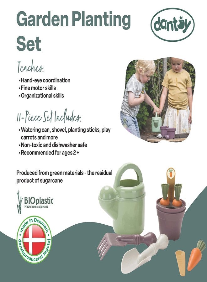 Dantoy: Green Garden - Planting Set - 11pcs, Pretend Play Gardening & Food Playset, Realistic Tool Toys, Recycled Plastic, Kids & Toddlers Ages 2+ - Image 2