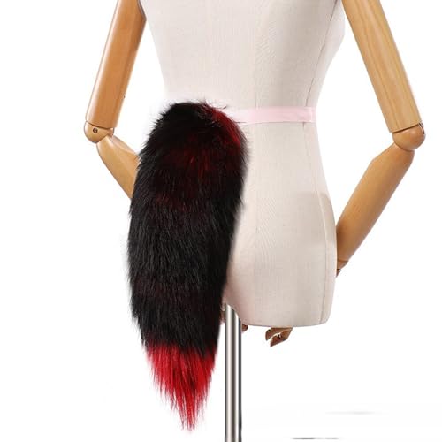 VIGVAN Wolf Ear Headband and Tail Set, Black Red, for Wolf Cosplay Costumes, Halloween, One Size, Plush, Hand Wash Only, Unisex - Image 5