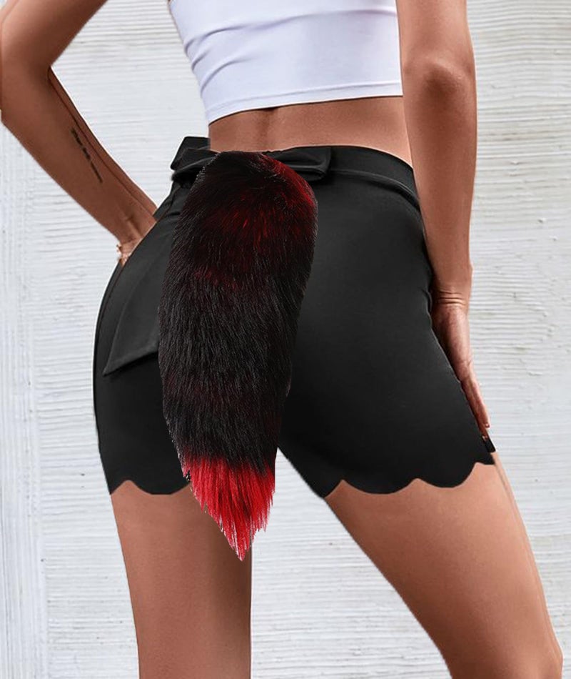 VIGVAN Wolf Ear Headband and Tail Set, Black Red, for Wolf Cosplay Costumes, Halloween, One Size, Plush, Hand Wash Only, Unisex - Image 4