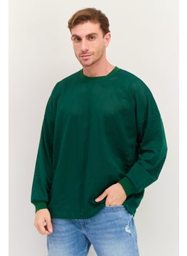 Levi's Men Crew Neck Textured Long Sleeves Sweatshirt, Green  - Image 1