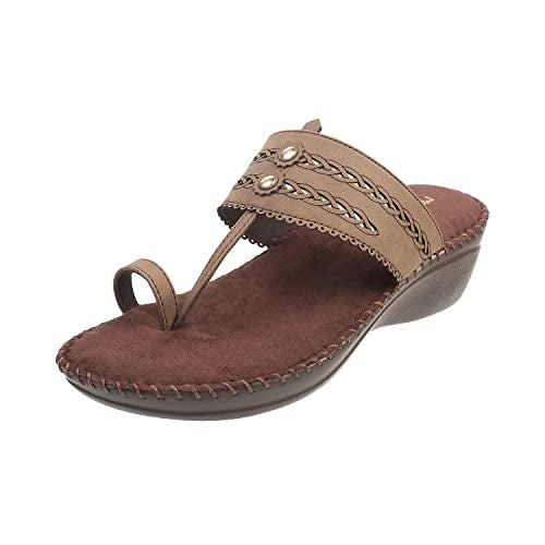 Metro Women Synthetic Leather Comfort Sandal Brown UK/7 EU/40 (44-21) - Image 1
