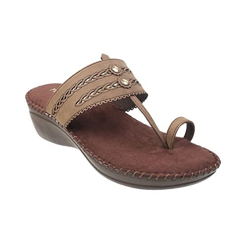 Metro Women Synthetic Leather Comfort Sandal Brown UK/7 EU/40 (44-21) - Image 2