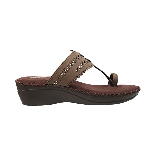 Metro Women Synthetic Leather Comfort Sandal Brown UK/7 EU/40 (44-21) - Image 3