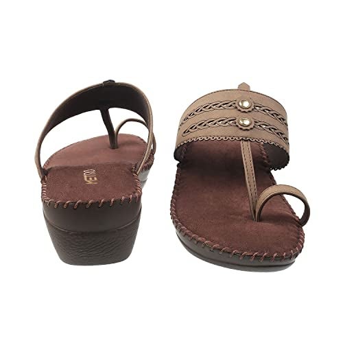 Metro Women Synthetic Leather Comfort Sandal Brown UK/7 EU/40 (44-21) - Image 5