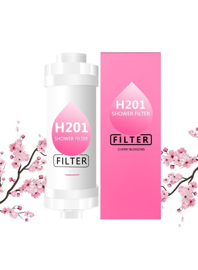 H201 Vitamin C Shower CHERRY BLOSSOMS Filter for hair fall - Water Purifying Shower Head for Healthy Skin & Hair - Image 1