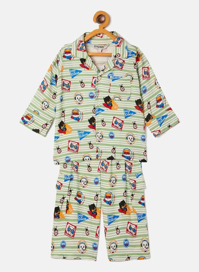 ستايلو بج مجموعة من بنطال بيجاما وقميص رايون بطبعة أبطال خارقين