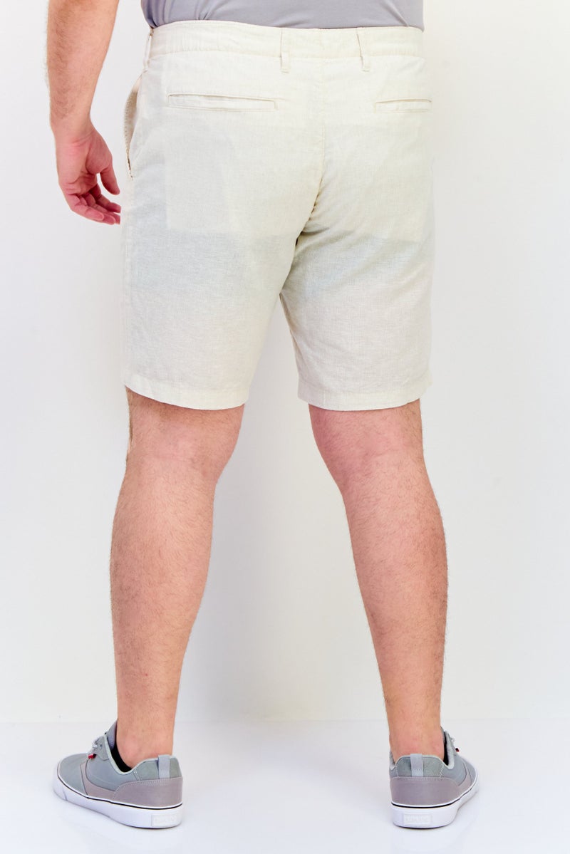 Celio Men Plain Basic Shorts, Off White - Image 3
